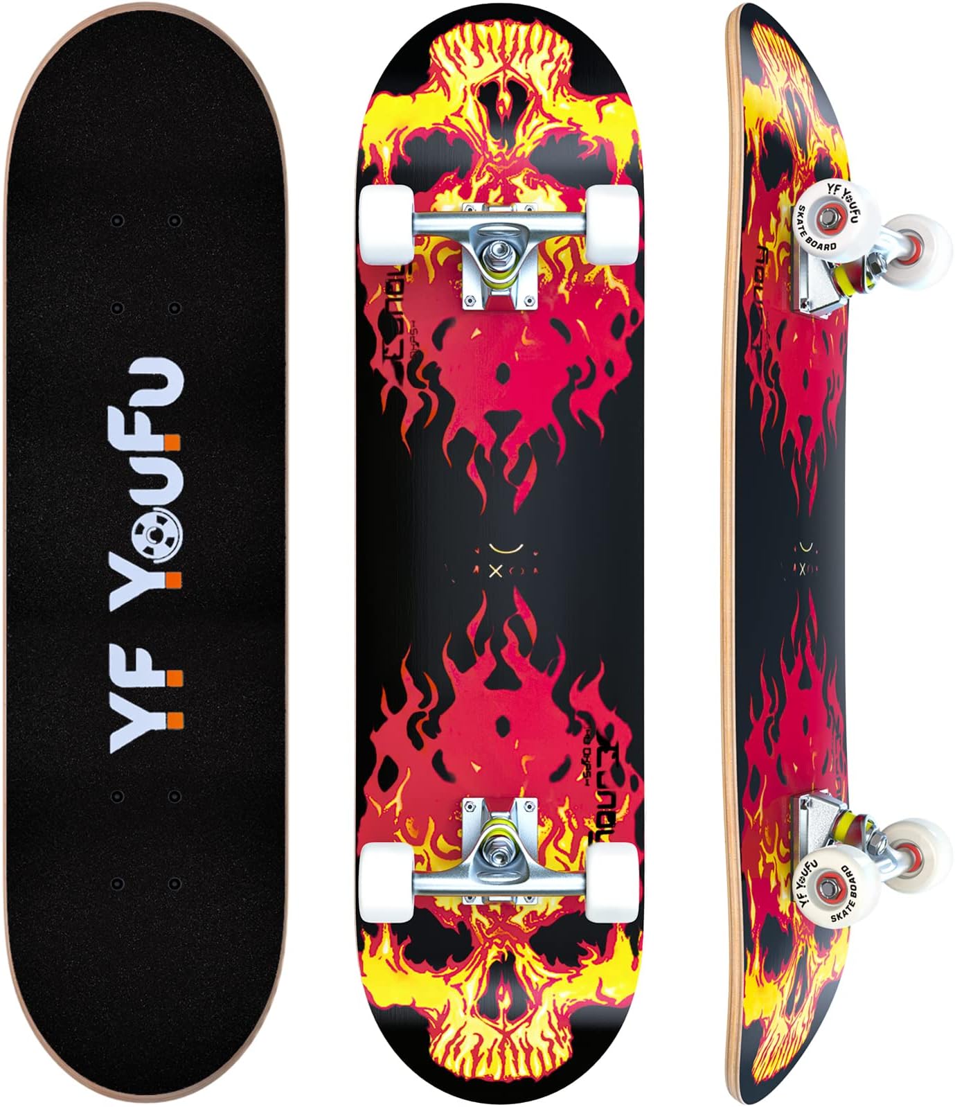 YF YOUFU Skateboards,Pro Skateboard for Adults,Youth Anime Skateboards for Teens,Beginners,Girls/Boys,7-ply Layers of Radially Concaved Maple Wood