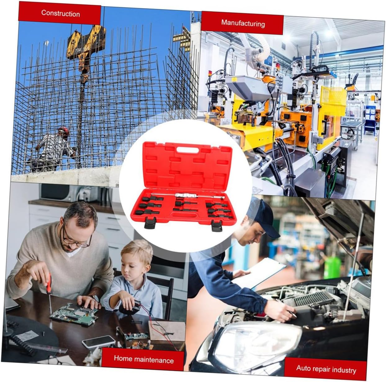 9pcs Inner Bearing Puller Slide Hammer Kit Steel Bearing Extractor Removal Tool Auto Repair Removal Supplies for Automotive Maintenance