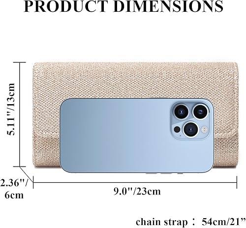 Miniatura 5 de Bolsos de mano para mujer, bolso de noche con cadena desmontable para mujer, bolso de fiesta brillante para mujer, bolsas de boda Oro