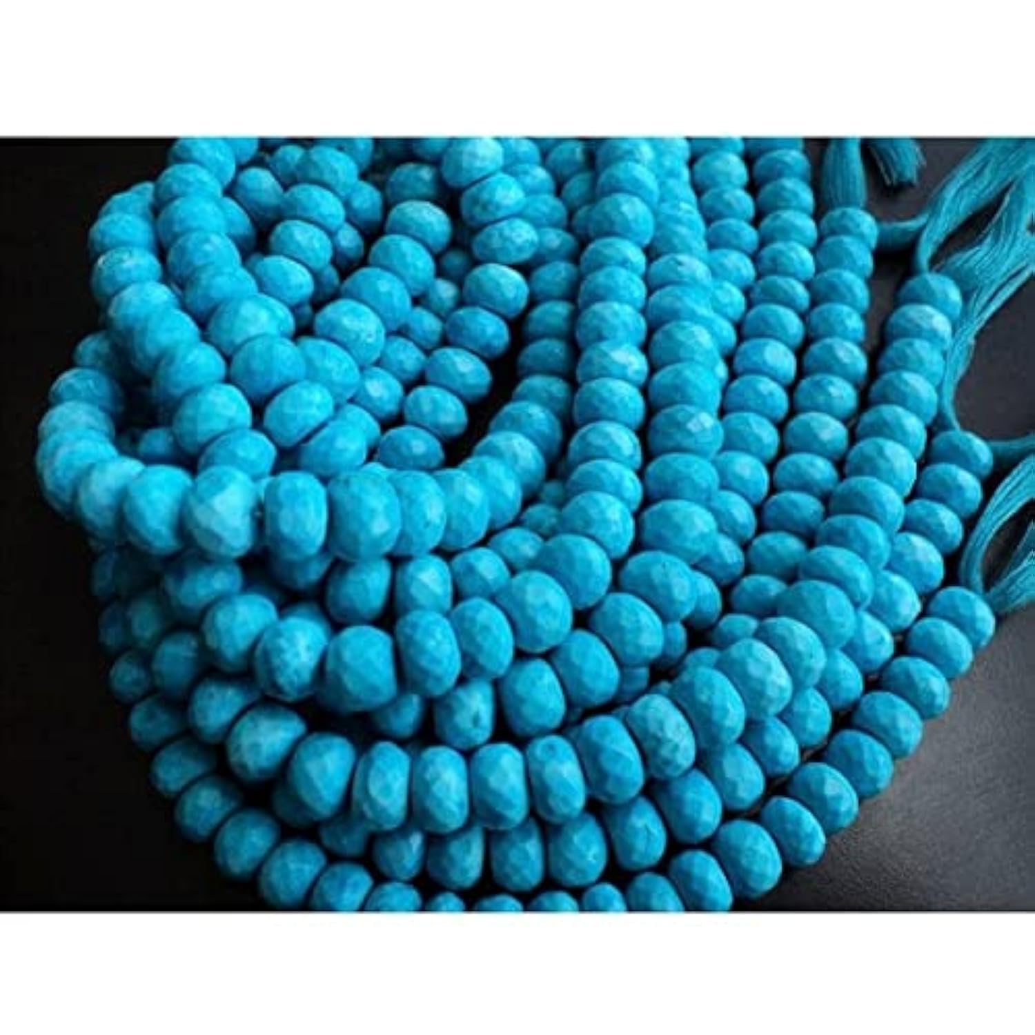 Perles rondelles facettées de turquoise véritable éclat joaillerie 7" mini