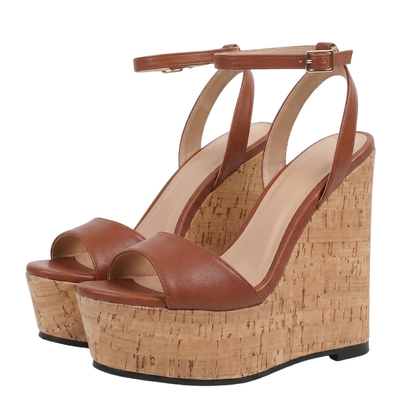 Tacones con Plataforma de 15 cm (6 Pulgadas) para Mujer | Sandalias de cuña con Tira de Tobillo para Fiestas en Playa, Viajes al Aire Libre, Discotecas y Baile