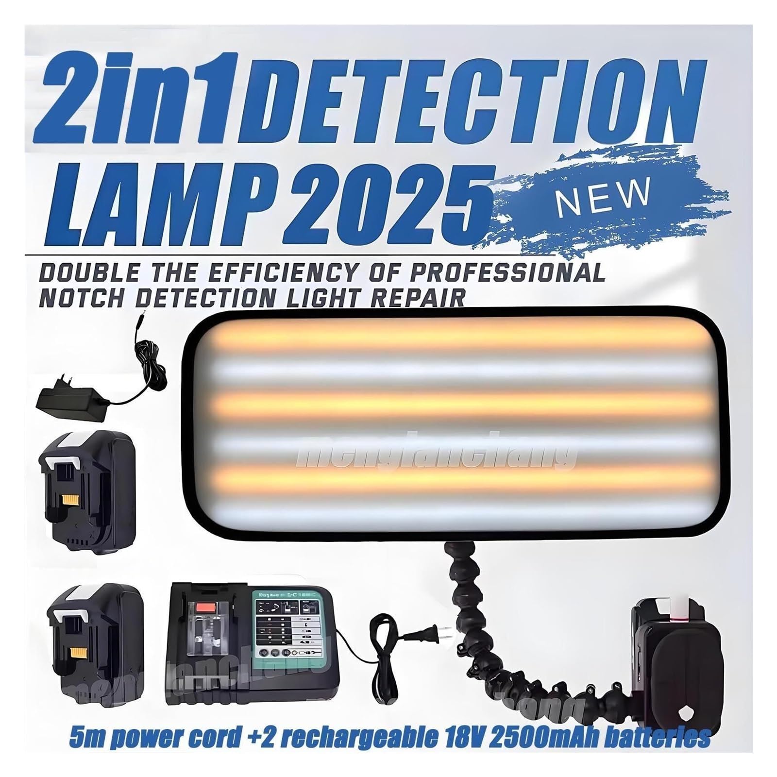 Lampe Professionnelle 6 Zones à Luminosité Réglable - Kit Réparation Sans Peinture pour Carrosserie Automobile, Fonction Secteur et Sans Fil avec Ventouse Industrielle pour Détection de Bossettes