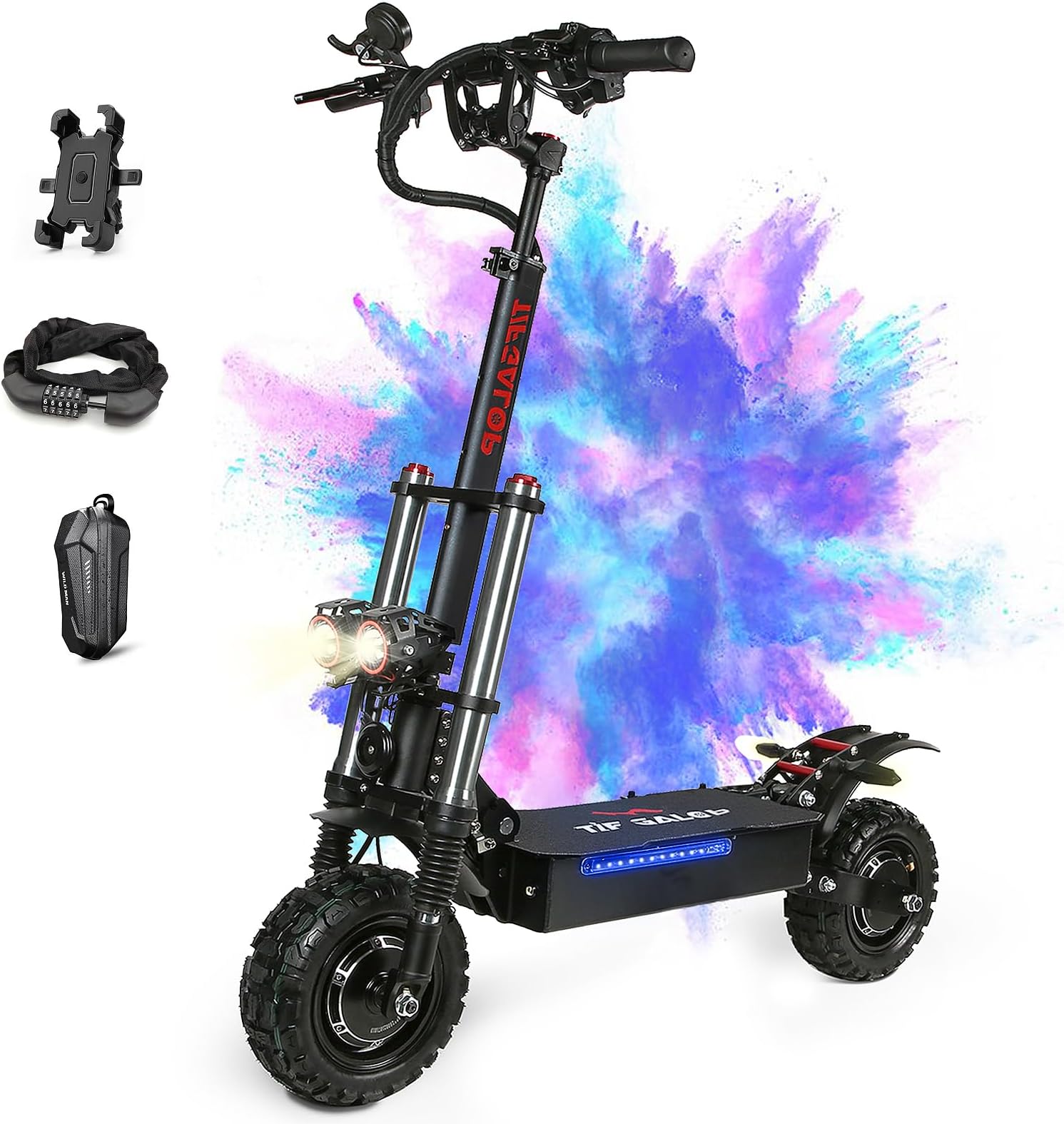 60V 38AH/27AH Electric Scooter Adult,6000W Dual Motors Max Speed 50MPH, Range 45-60 Miles Foldable Electric Scooter with Seat, Dual Suspension All Terrain E-Scooter