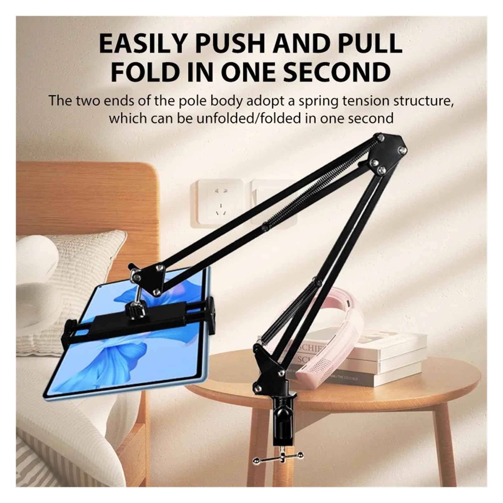 Supporto for tablet in metallo con braccio lungo a 360° da 4-11 pollici | Scrivania, letto, cucina, auto, 4-11 pollici, rotazione a 360°, braccio lungo
