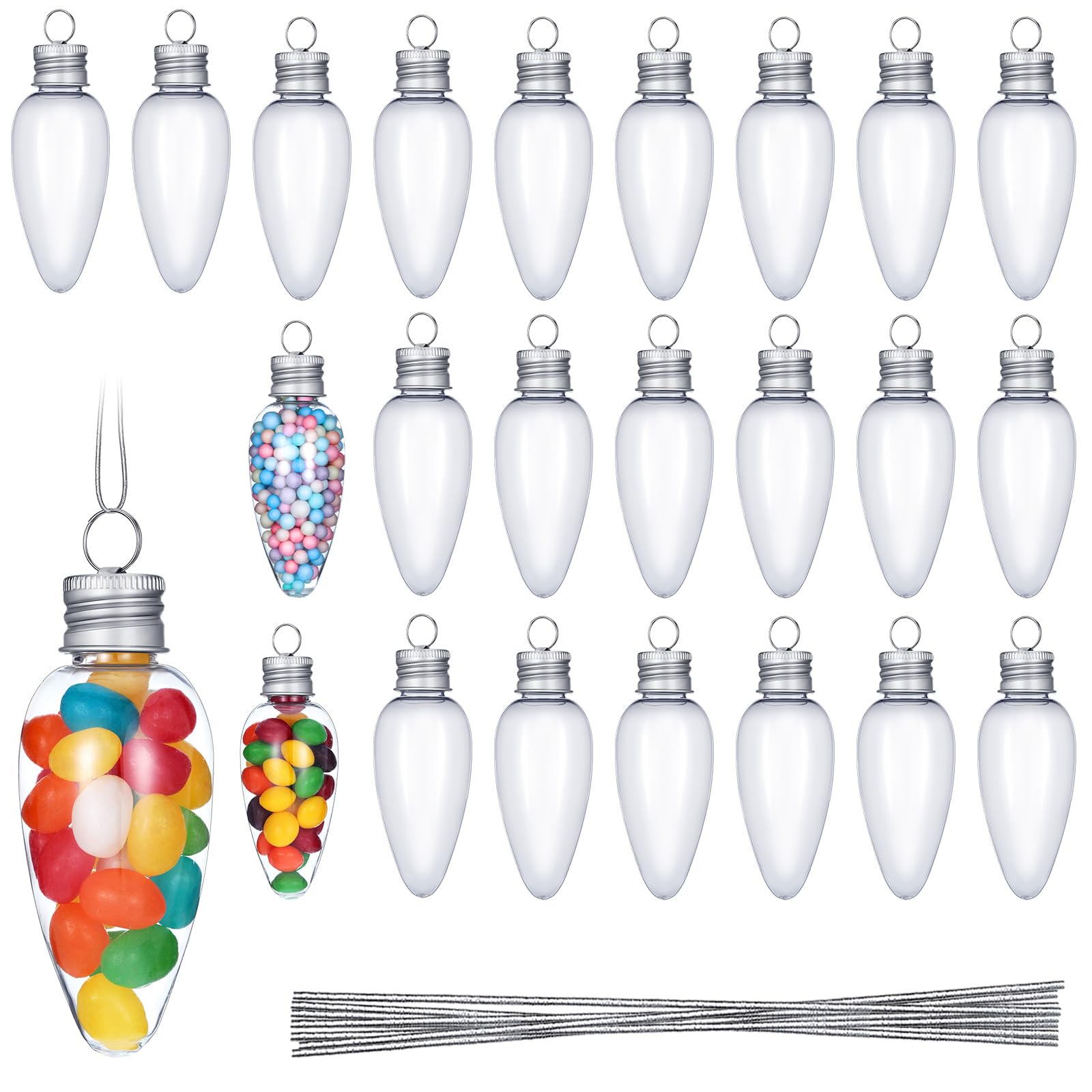 Amazon.com: Patelai 24 Pcs Christmas Fillable Light Bulb Ornaments