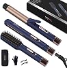 PARWIN PRO BEAUTY 3 in 1 Styling Set, 25mm Hair Straightener, 32mm Hair Curler, Hair Straightener Brush, Detachable Power Cord, LED Temp Control, Rapid-Heat up, for Gift & Travel, Prussian Blue