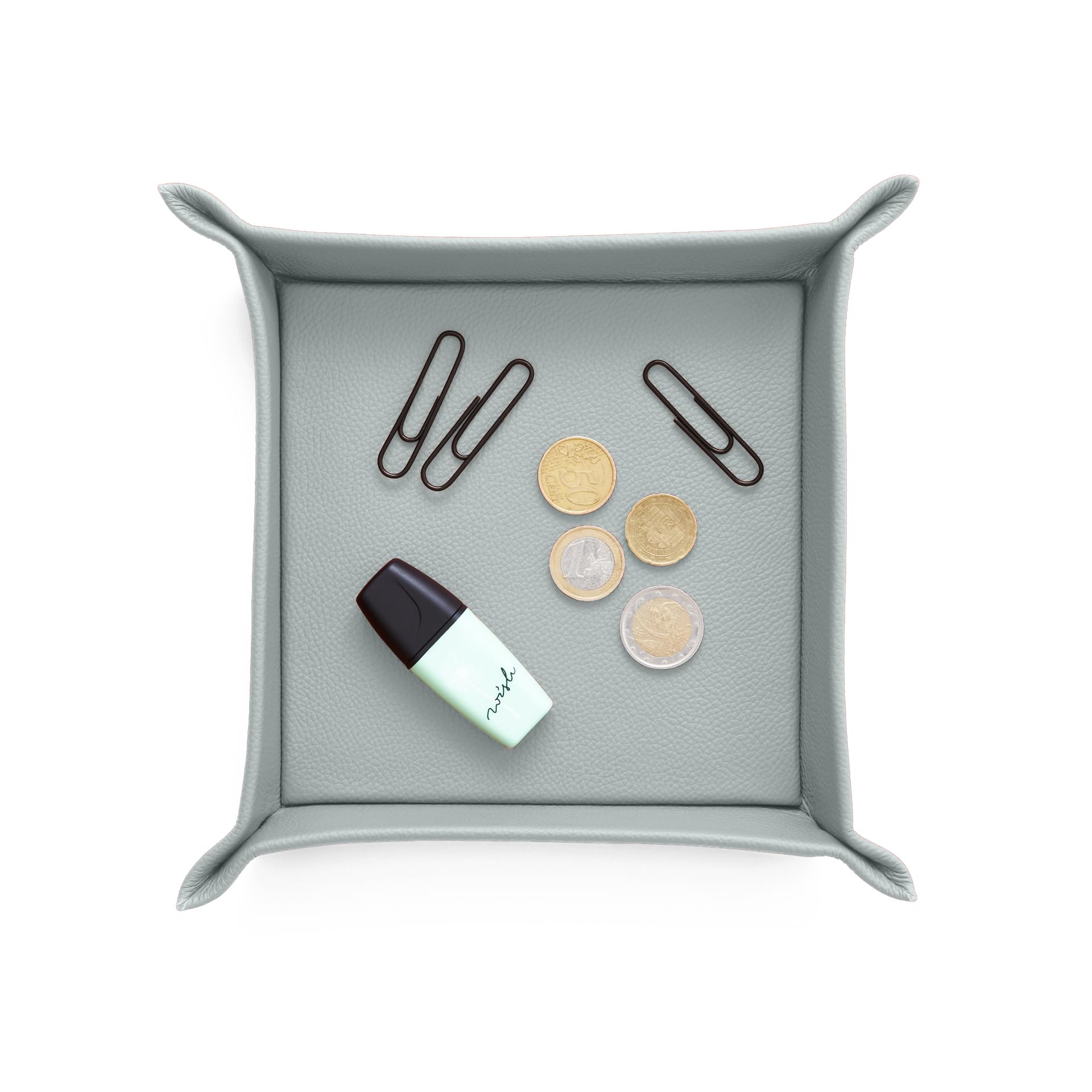 Eglooh - Iris - Nowoczesny design z prawdziwej skóry lodowej - organizer na biurko, taca na klucze, monety, biżuteria - 18 x 18 cm - Wyprodukowano we Włoszech