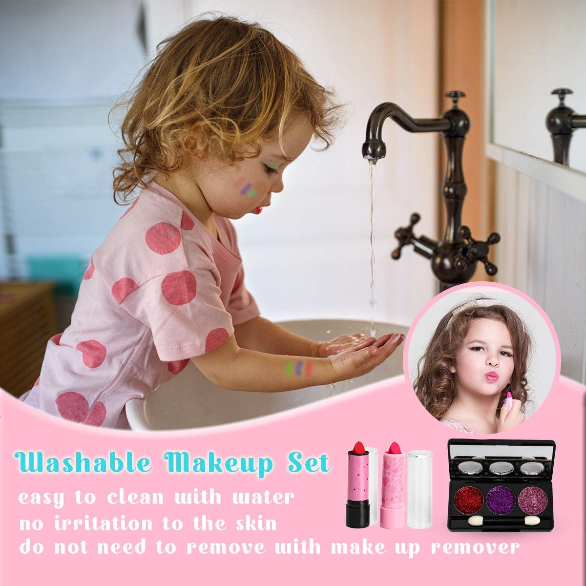 Sendida Girls Makeup Kit for Kids, Washable Dress Up Mermaid Real Children Makeup Toys Kit Princess Pretend Play Christmas Birthday 4 5 6 Years Old Gift for Girls : Clothing, Shoes & Jewelry