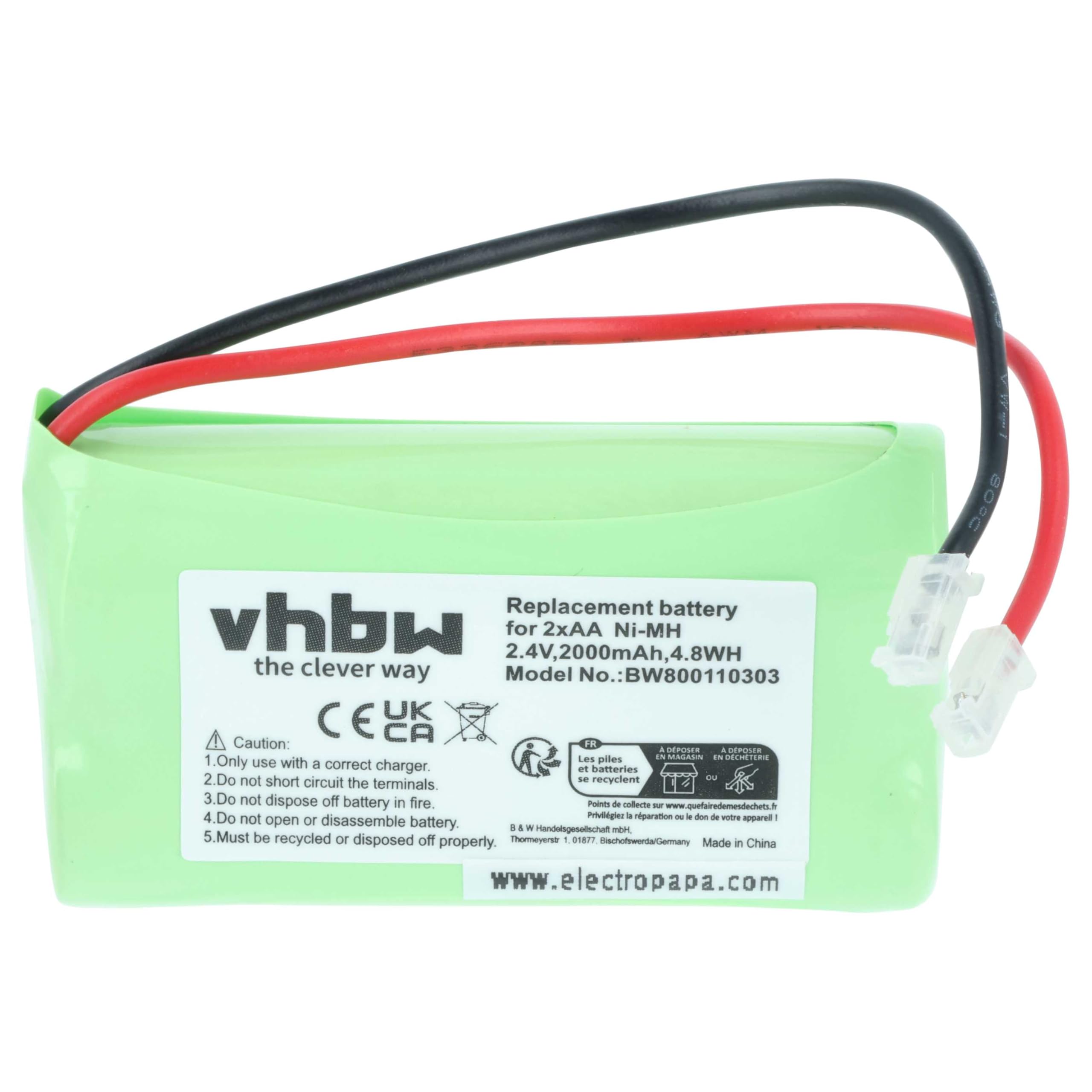 vhbw 4x Batteria pacco di 2x AA Mignon per diversi dispositivi (2000mAh, 2,4V, NiMH)