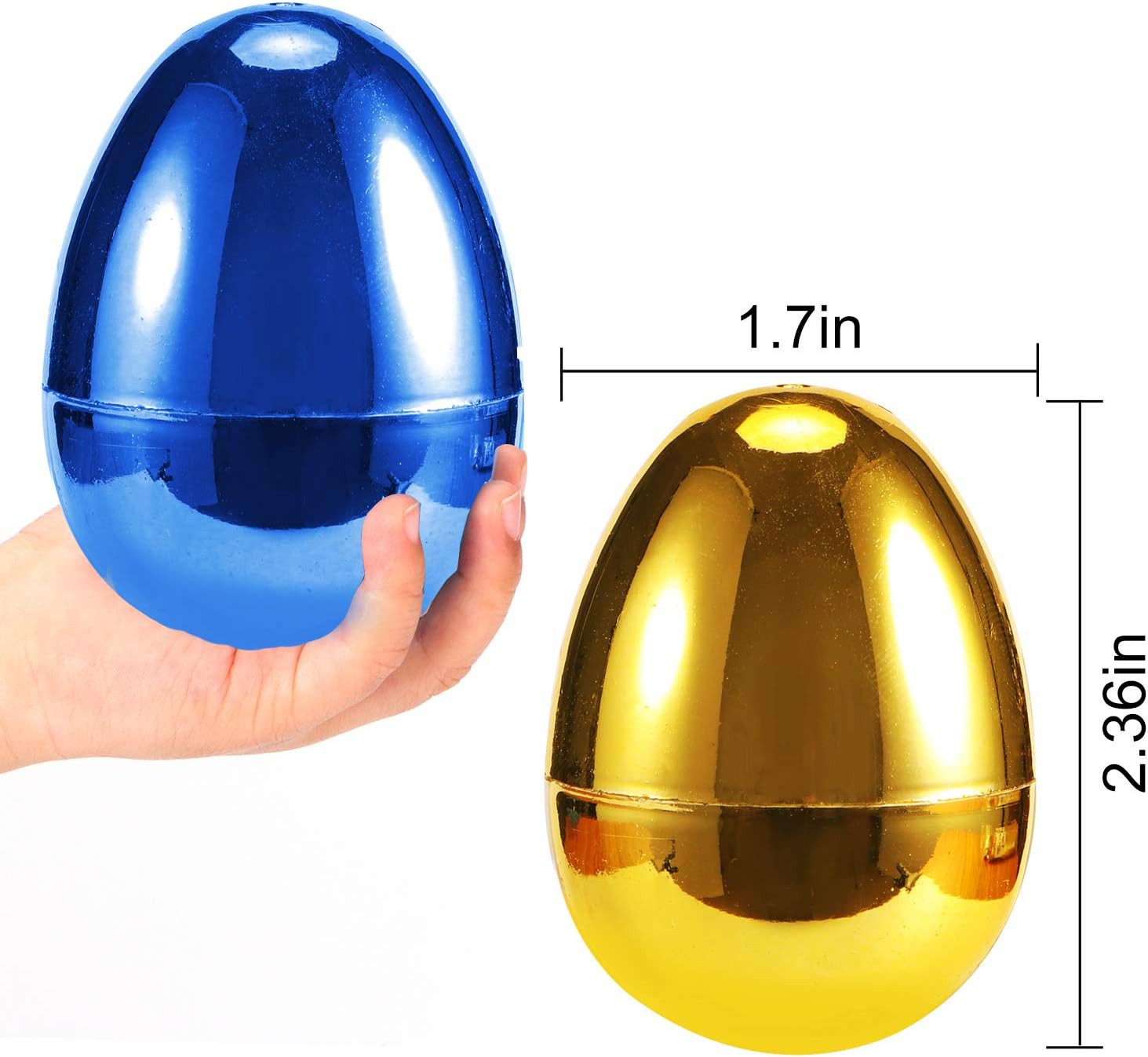 36 PCS Plastic Easter Eggs, Easter Basket Stuffers for Toddler Kids baby Boys Girls Teens, Plastic Easter eggs Fillable, Gold Easter Egg, Metallic Easter Egg