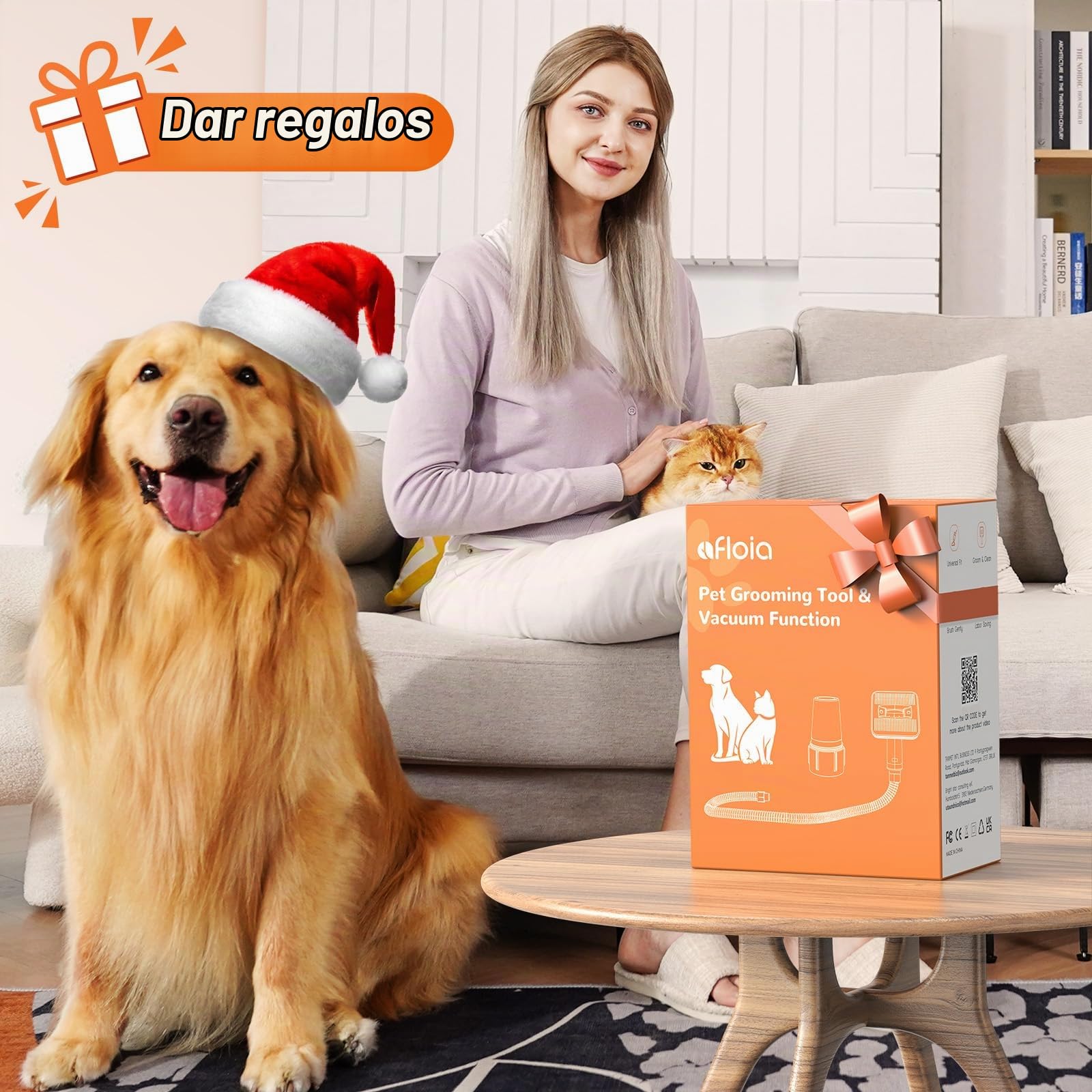 Cepillo para perros Afloia, cepillo para gatos, innovador kit de aseo para mascotas, con adaptador y tubos flexibles de 1 a 1,5'' | Cepillo para mascotas universal con tubo flexible y adaptador, perfecto para eliminar el pelo de perros y gatos.