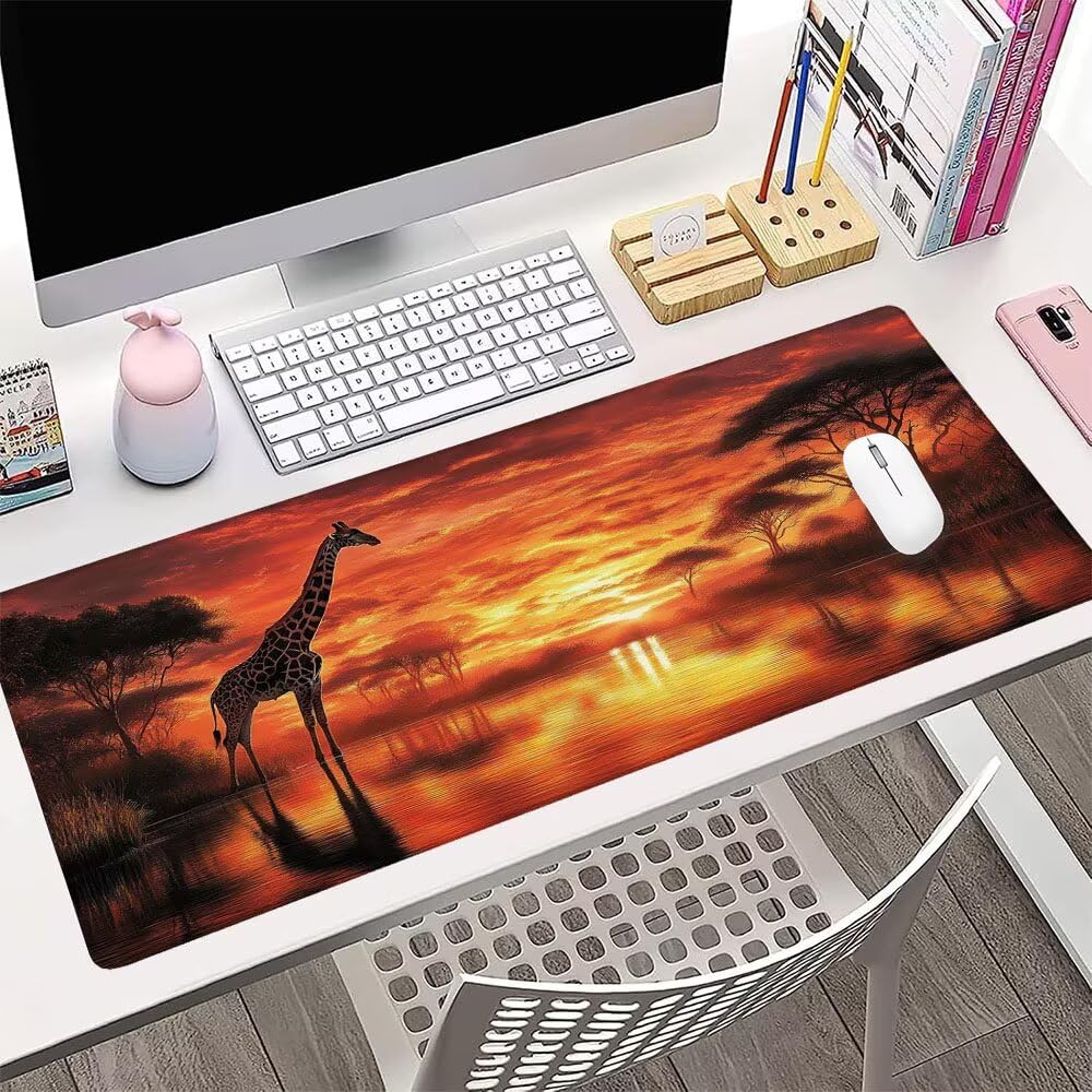Żółta podkładka pod mysz XXL pod mysz biurowa akcesoria do gier klawiatura podkładka pod mysz zachód słońca rozszerzona szeroka mata do gier 1400 x 600 x 3 mm wodoodporna antypoślizgowa gumowa