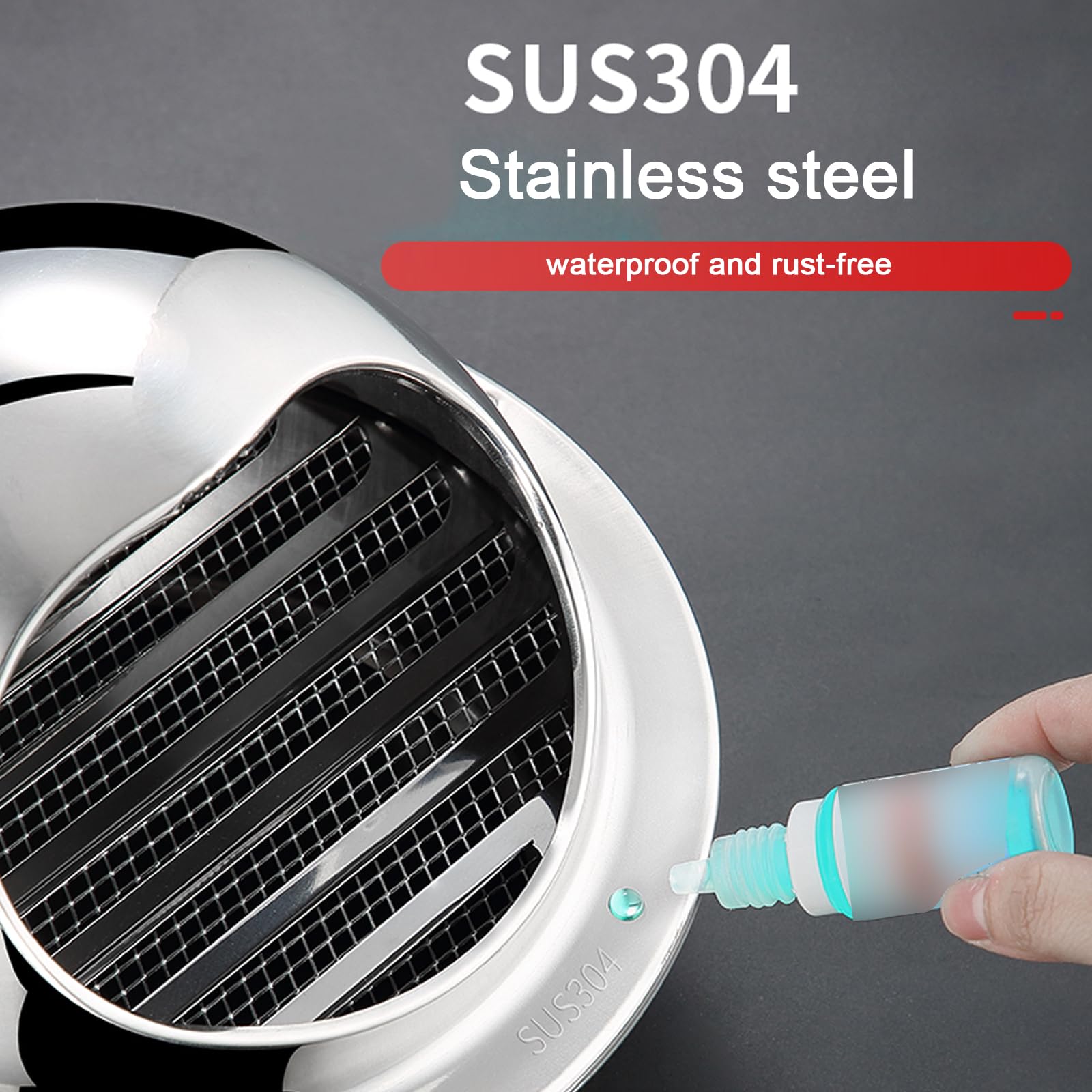 304 Edelstahl Haube Schornsteinaufsatz,Außenbereich Wand Luft Outlet Luft Lüftung Abdeckungen,Bereich Haube Windsn Abluftrohr Regenabdeckung Schutz Kappe,für Kitchen,Bedroom,Office (60mm/2.4in)