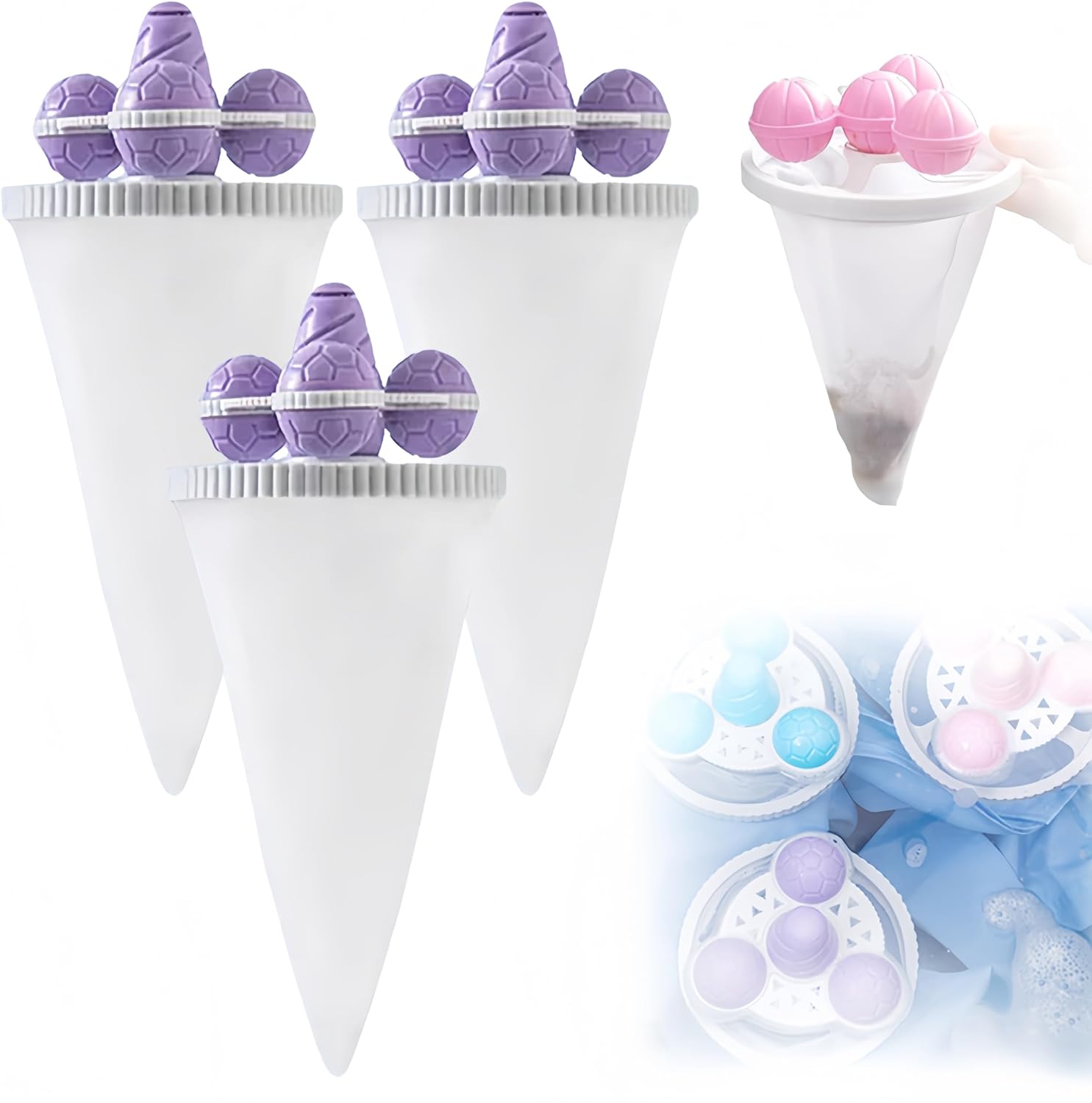 Floating Hair Filtering Mesh Removal, 3Pcs Lint Catcher for Washing Machine Hair Catcher Washer Machine, Reusable Lint Catcher for Laundry Dog Cat Pet Hair Remover for Laundry (3, Purple)