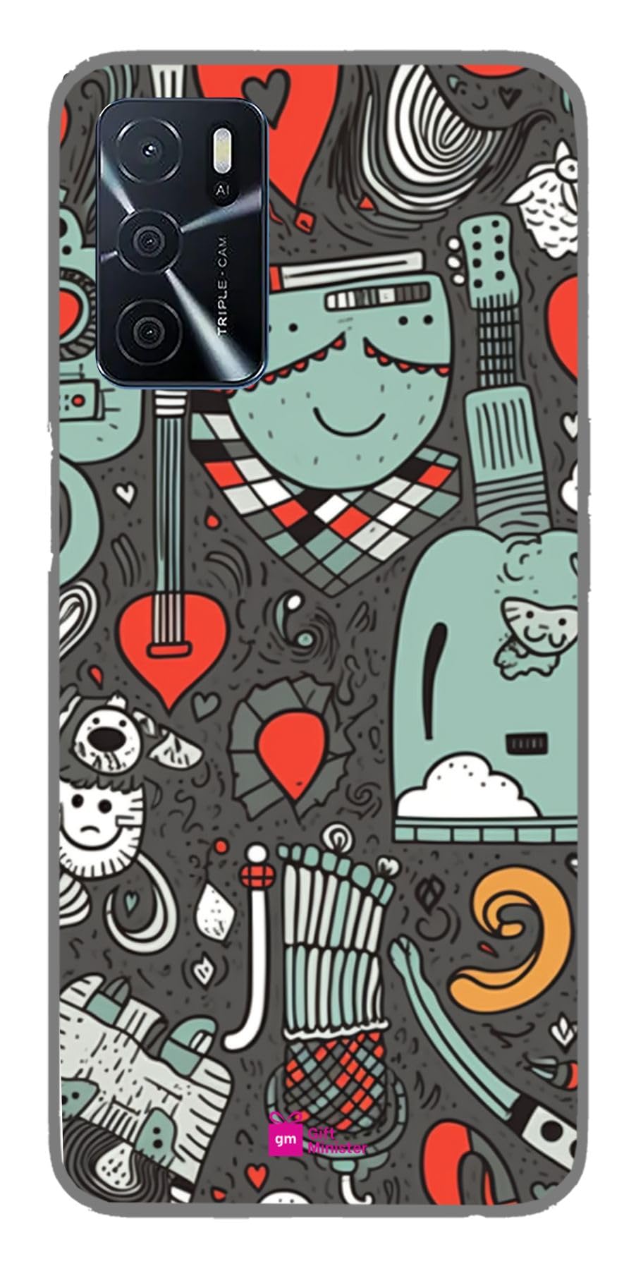 Gift Minister Silicone Designer Cover for Oppo A16 Salmonnone - Colorful Types Music Art Doodles Pentax Espio Mini Gray Black Depictions Inclement Weather Wrought Iron Humor Meets Heart 1Pcs 1696E