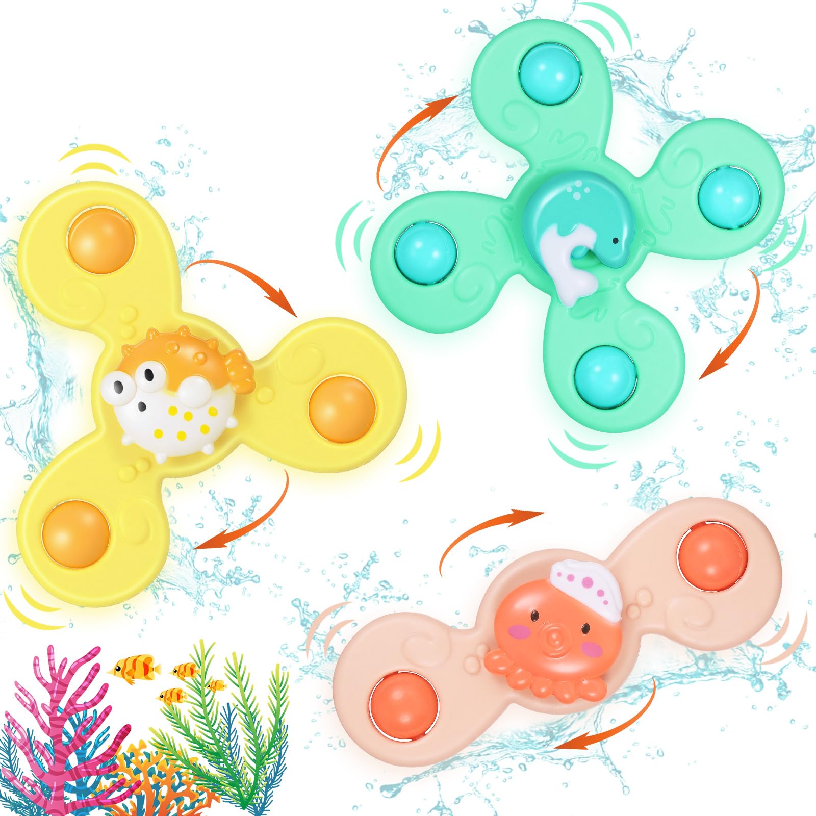 TranRantic 3PCS Suction Cup Spinner with Suction Cup, Spinning Sensory Learning