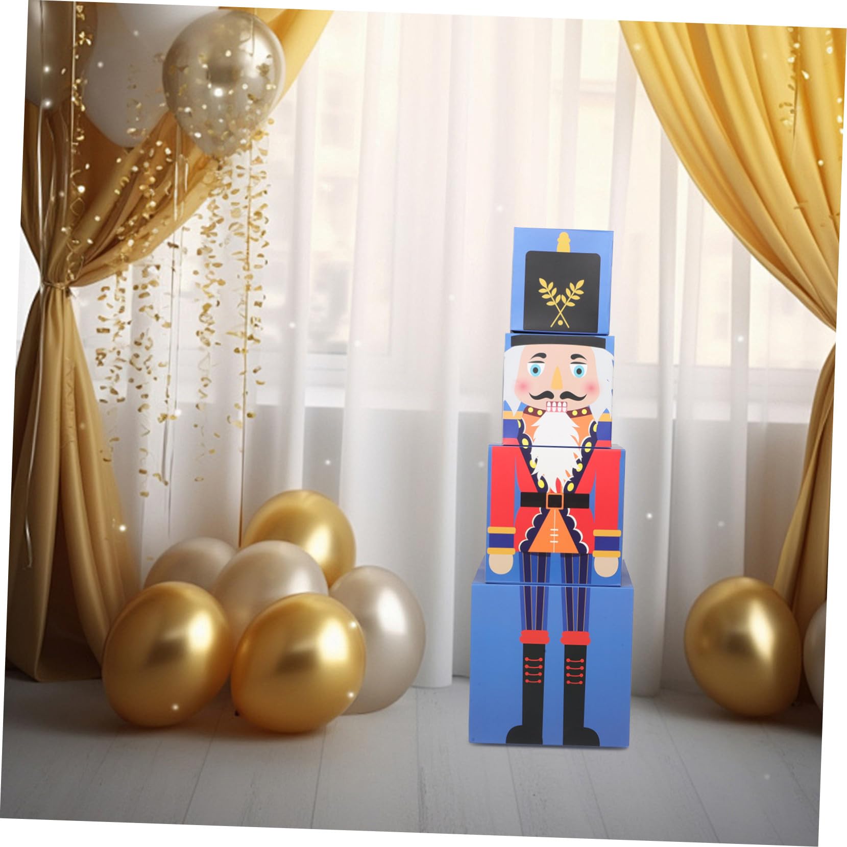 Set di Scatole Regalo Natalizie Impilabili a Tema Fiabesco Realizzate in Carta Colorata Design Raffinato, per Feste di Natale e Massimizzare lo Spazio di Conservazione