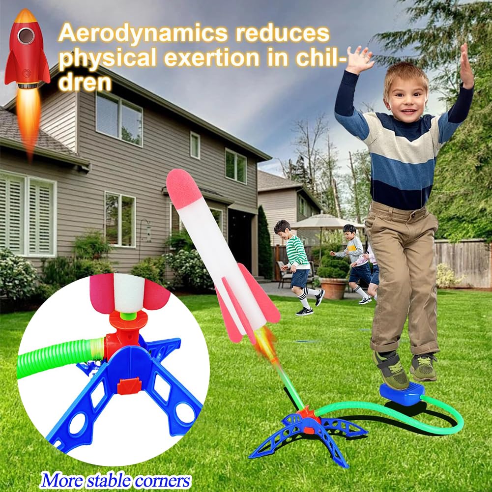 Lanceur de Fusée Jouet Fusée Air Kit avec 6 Roquettes Mousse Enfant 3-12 Ans Cadeau Anniversaire