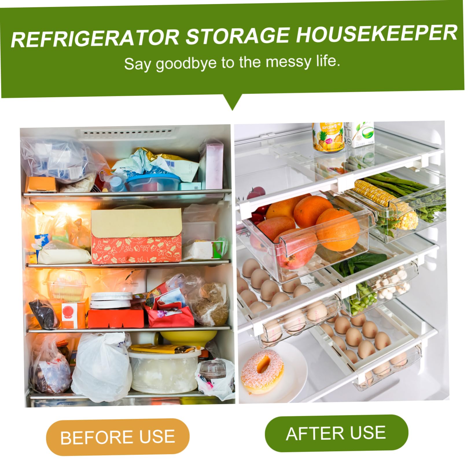 Bandeja organizadora de huevos para nevera, cajón portátil, contenedor de huevos con soporte para cocina, refrigerador, soporte para huevos con material ABS