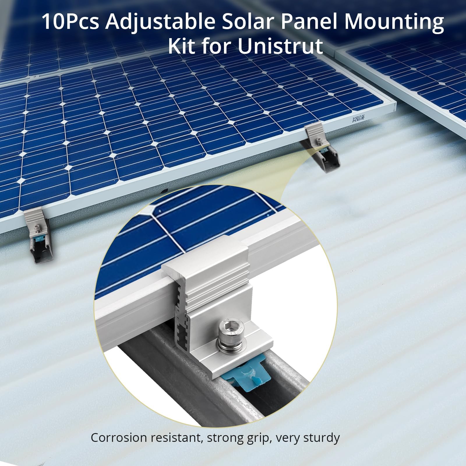 Snapklik.com : Anbte 10pcs Adjustable Solar Panel End Clamp For ...