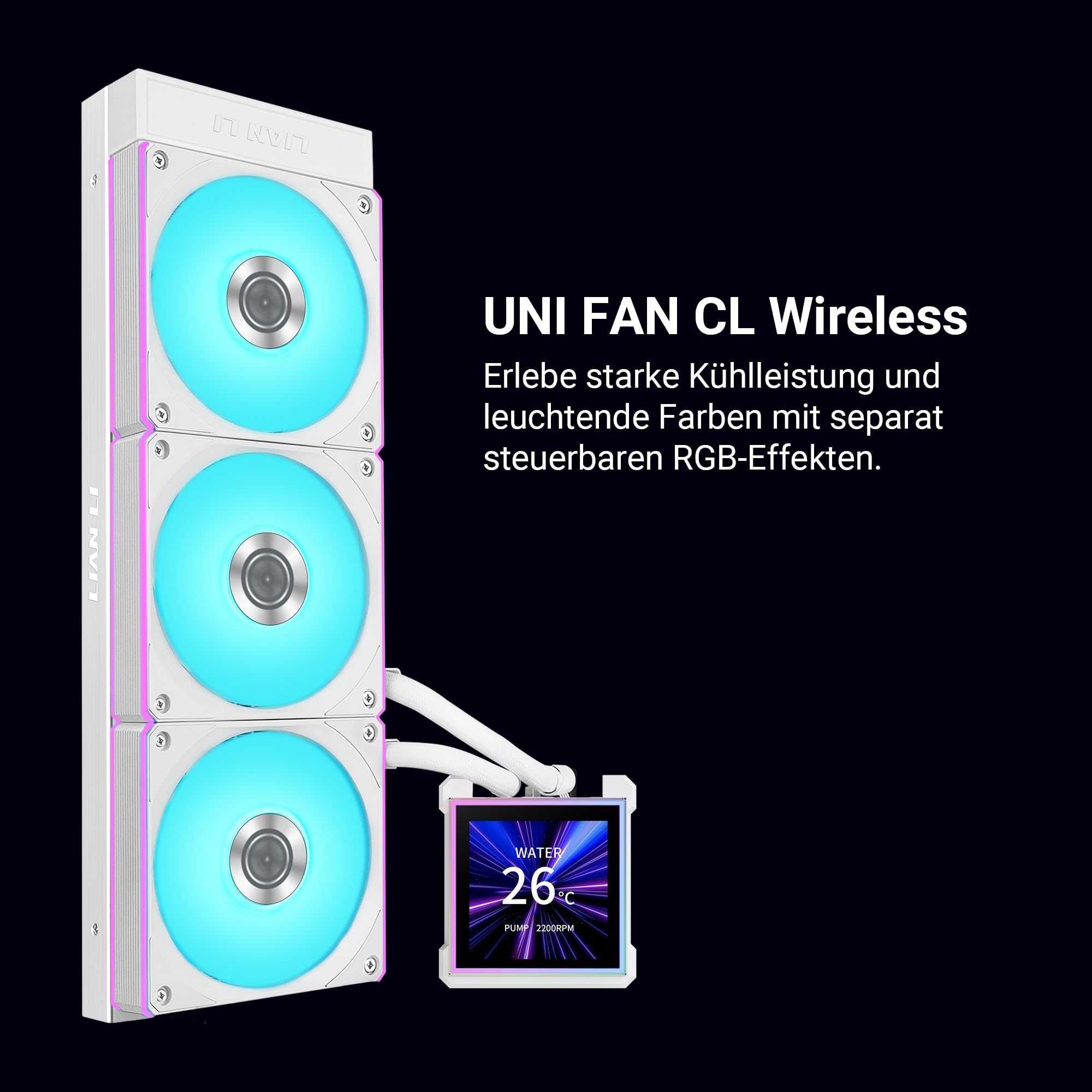 Lian Li HydroShift II LCD-S 360 CL Processore Kit di raffreddamento a liquido 12 cm Bianco 1 pz (Lian Li HydroShift II LCD-S 360CL All In One CPU Cooler - White)