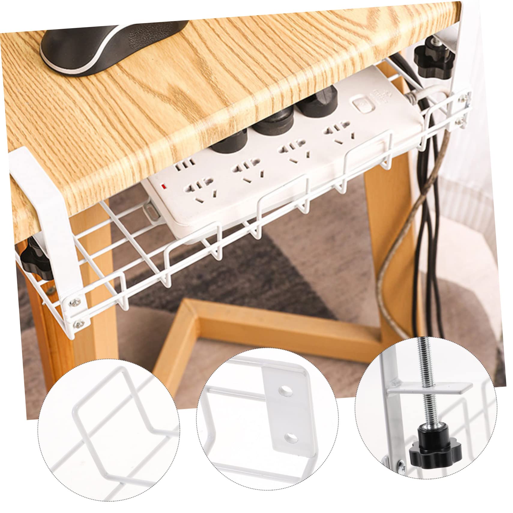 Uonlytech Support de Rangement Collecte Câbles Informatiques Organisateur de Câbles en Acier Carbone pour Prises Électriques Couleur Aléatoire sous Bureau pour Bureau et Chambre