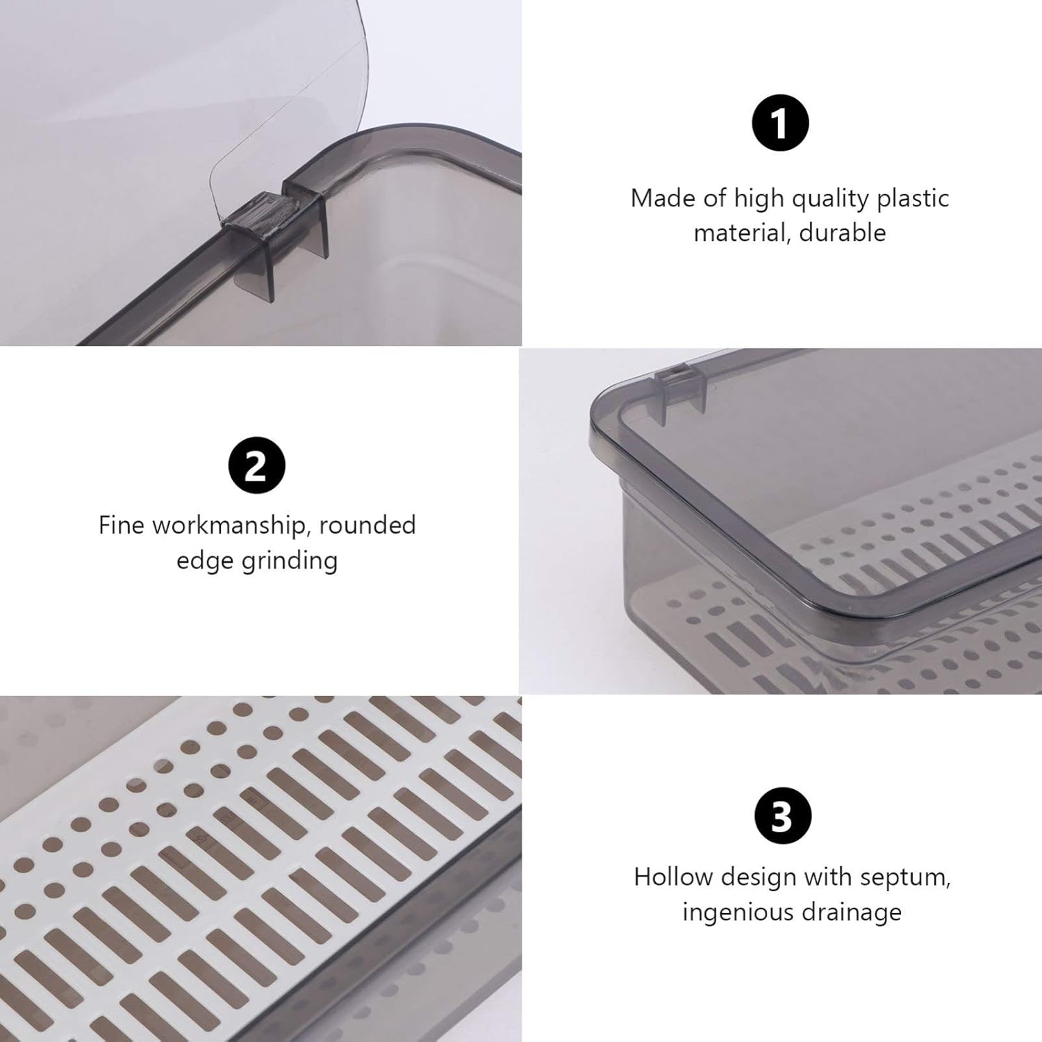 PRETYZOOM Box Storage Container for Grilling Utensils Chopstick Holder with Lid Utensil Storage Container Grill Spatula Silverware Drawer 11x5x3 Inches