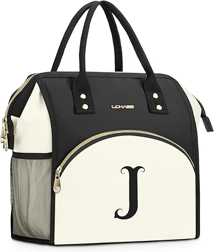 Miniatura 76 de Lonchera personalizada para mujer, bolsa de almuerzo reutilizable con iniciales, aislada, lonchera para adultos de apertura amplia, enfriadora de