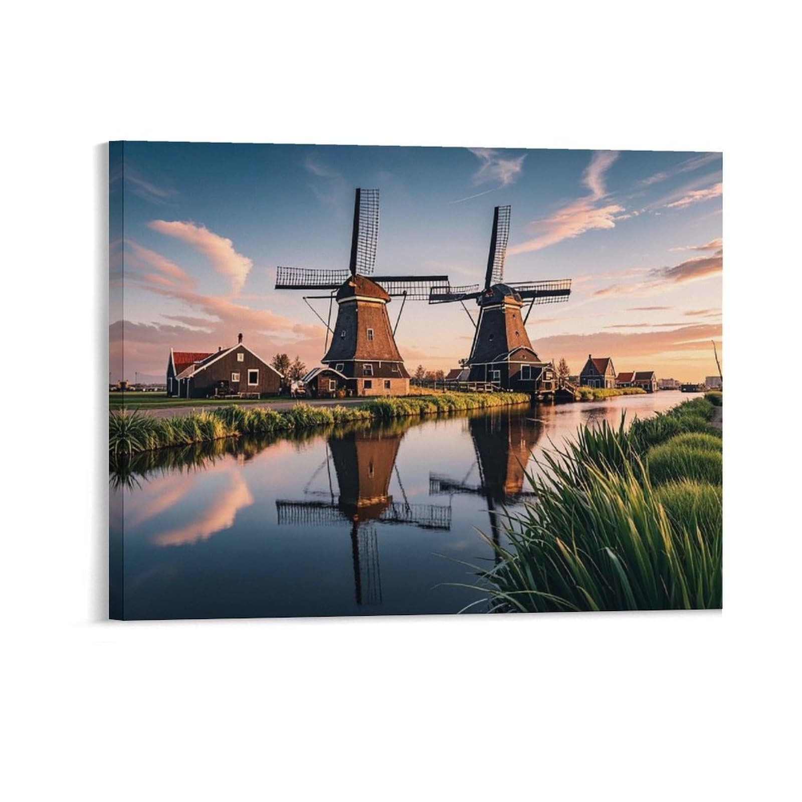 RKJVB Frame Dutch Windmill Wall Art Home Decorations for Living Room Canvas Wall Paintings Hanging Pictures for Wall Decor Bedroom Kitchen Dining Room Office Home Decor 11x14inch