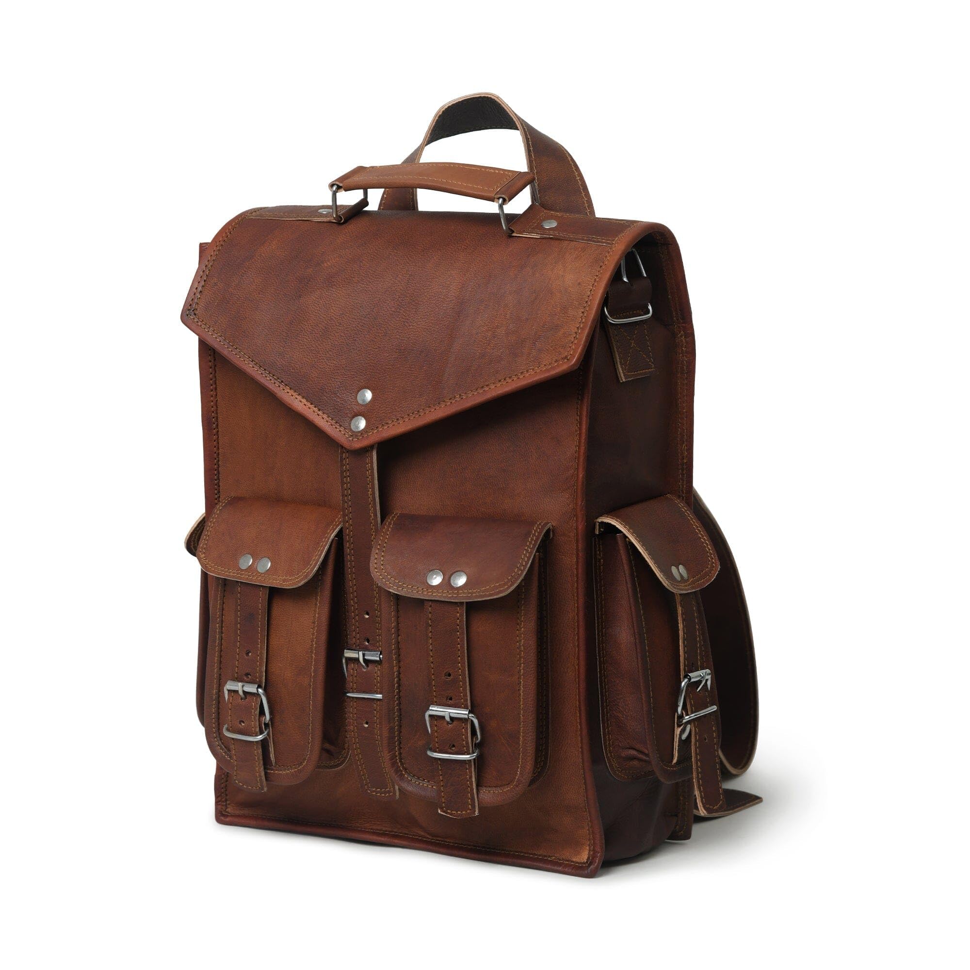 MaheTri Leather Backpack Shoulder Rucksack Laptop Leather Backpack