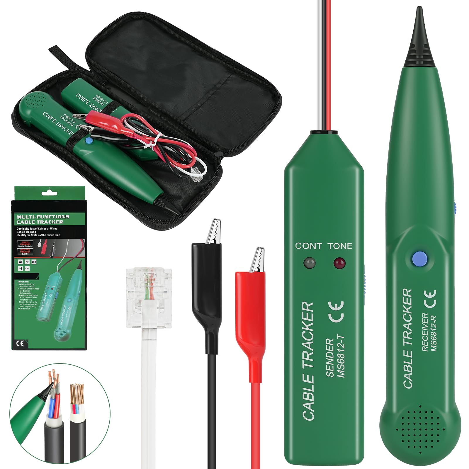 Flintronic Probador de Circuitos, Probador de cables de Red, Rastreador de Cables Multifunción,Buscador de Líneas, Trazador de Cables y Generador de Tonos, para Identificación y Control de Cables