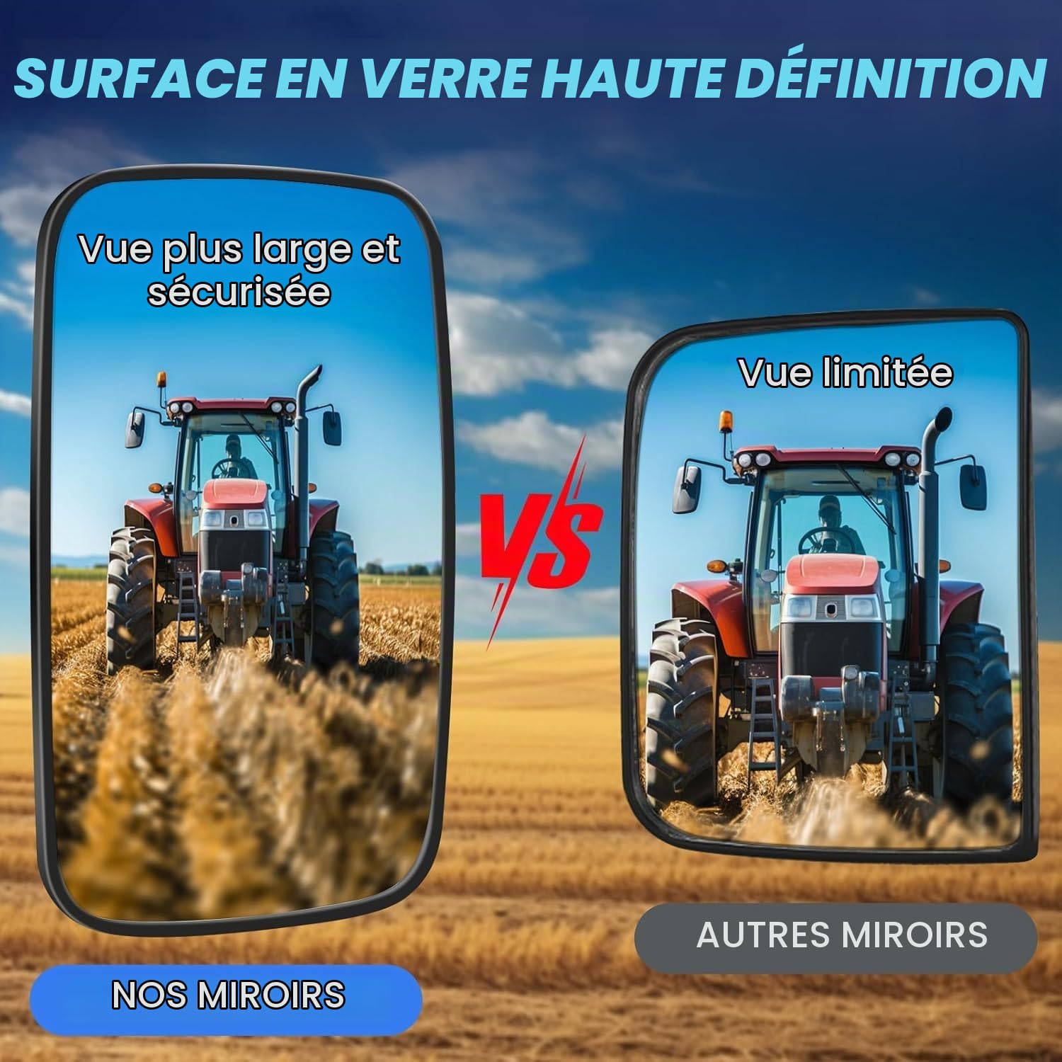 Biqing 1PCS Miroir De Chariot élévateur,360 ° Réglable Rétroviseur de Chariot élévateur Rétroviseur Latéral Camion (4 5/8"x8") pour Camion/Pelleteuse/Tracteur/Engins De Chantier