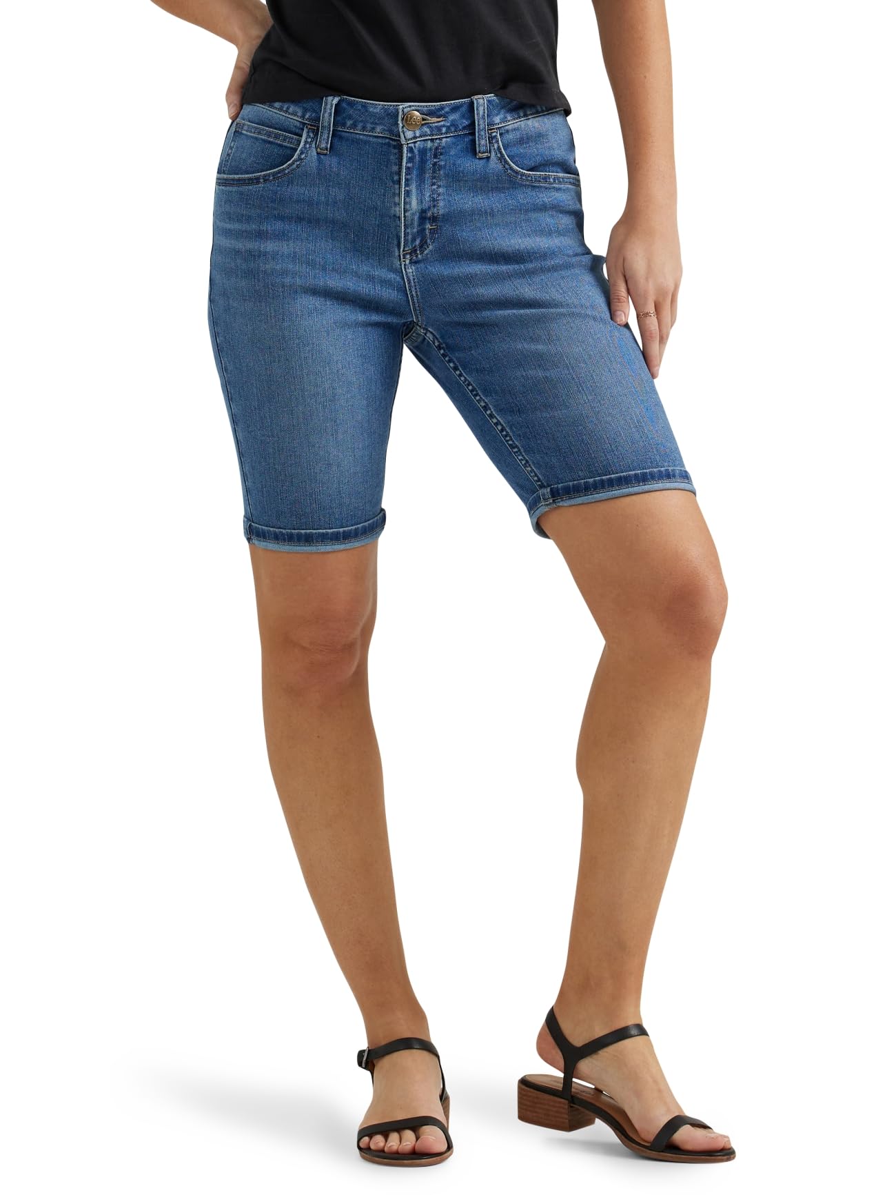 Lee Women's Bright Mid Legendary Rolled Denim Bermuda Short, 12