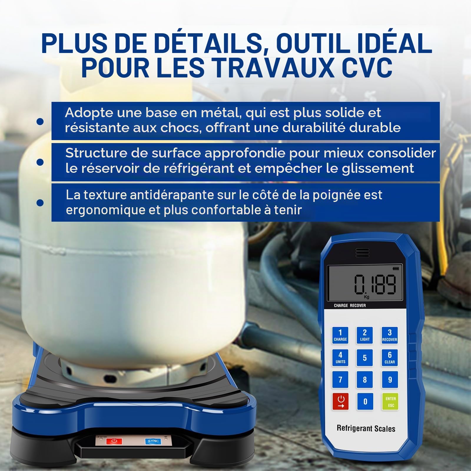 Balance de réfrigérant Bluetooth, balance numérique pour fréon avec télécommande portable, balance de charge de climatiseur sans fil haute précision, balance pour fréon CVC avec boîtier portable