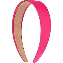 VELSCRUN Bright Pink Headband Satin Headbands for Women Girls Non Slip 1.3 Inch Women Hair Bands Halloween Cosplay Diy Holiday Head Band Gifts for Mothers Sisters Hair Accessories
