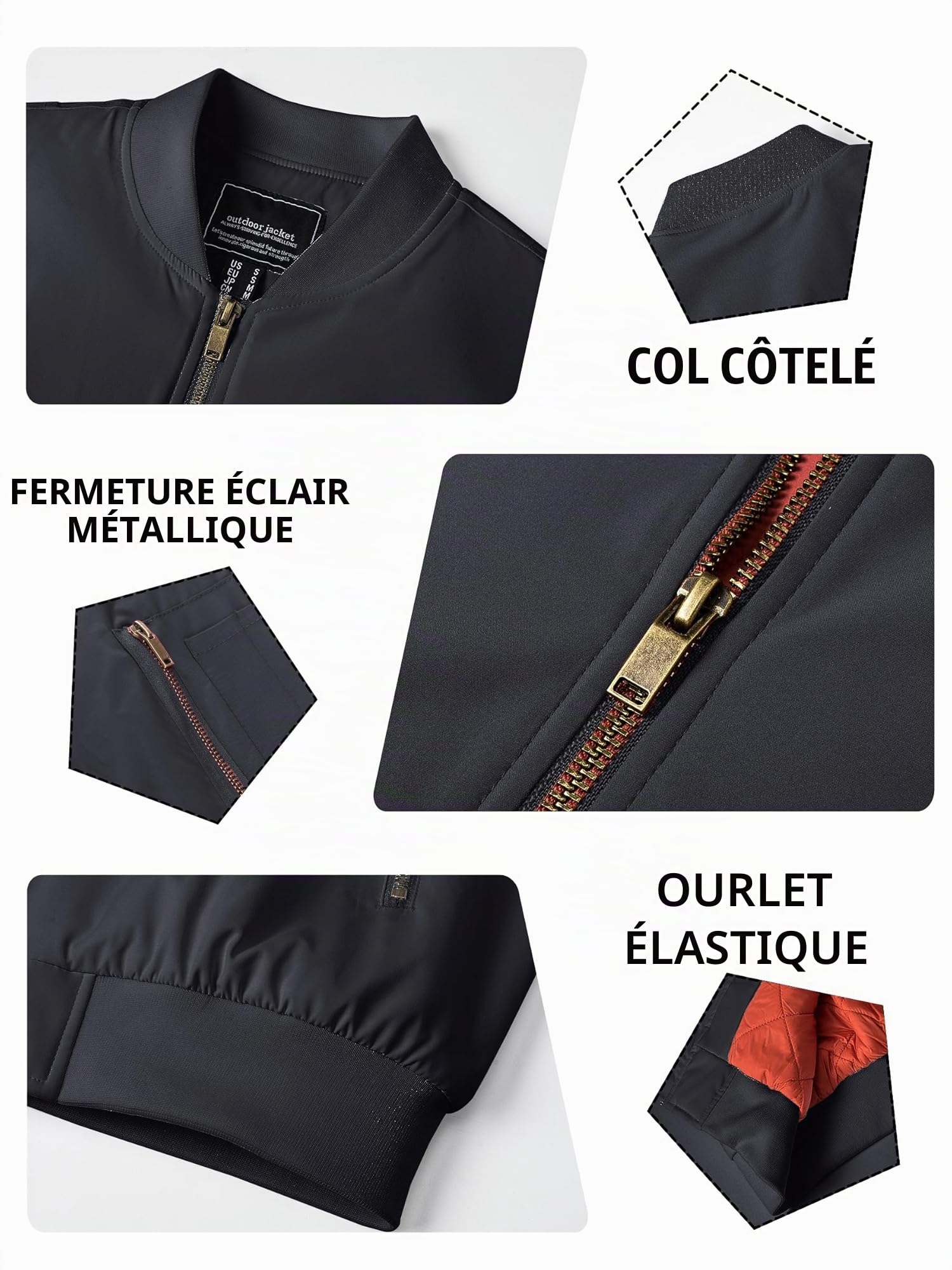 KEFITEVD Hommes Bombardier D'hiver Vestes De Baseball Veste Chaude Cargo Veste Coupe Vent Militaire Manteaux Avec Des Poches De Fermeture Éclair