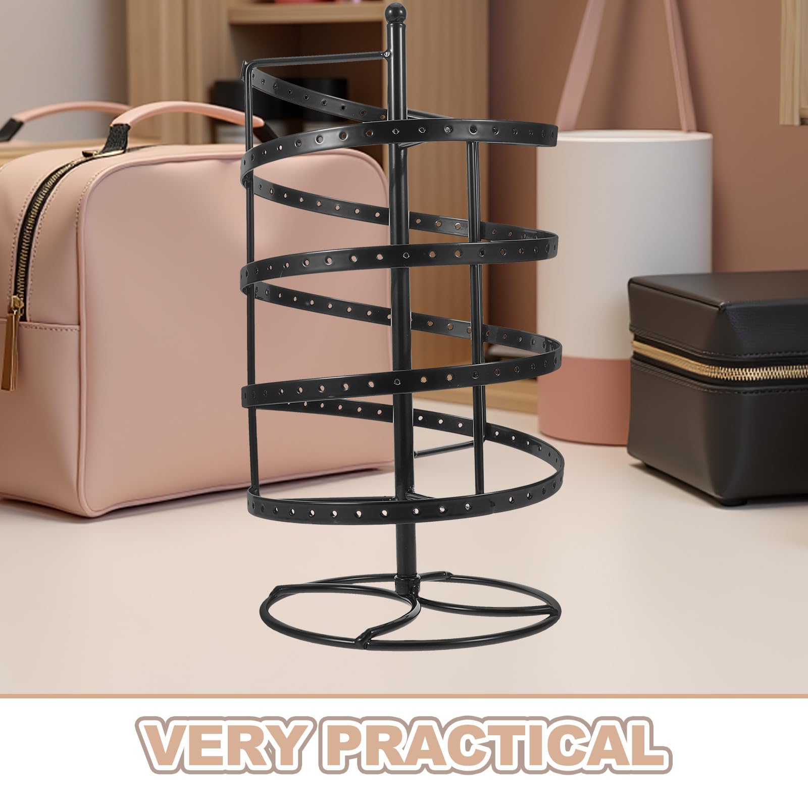 Abaodam Espositore per Orecchini Girevole in Metallo Nero Portaorecchini Forati Salvaspazio per 75-85 Paia Supporto Rotante per Gioielli da Esposizione Professionale Organizer