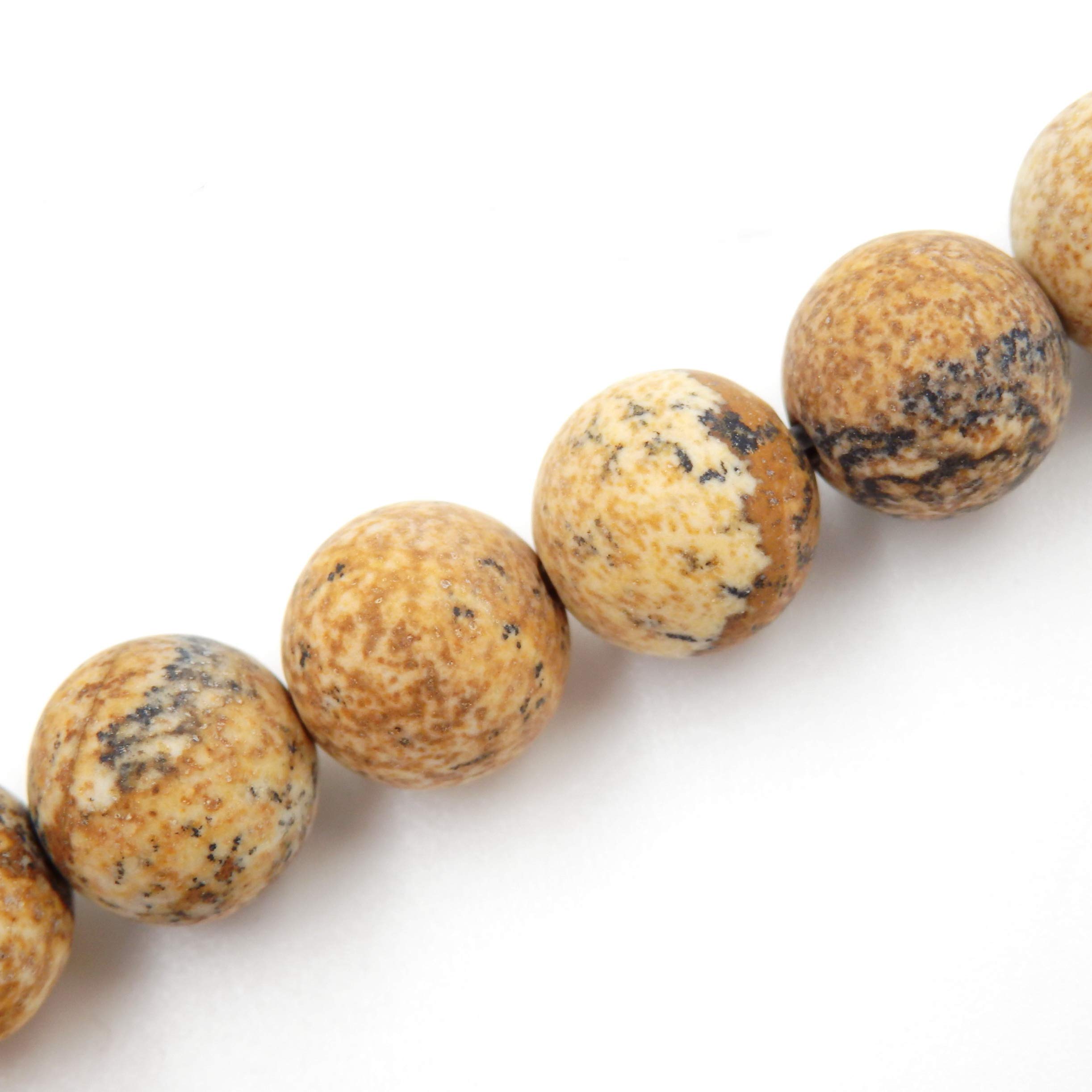 Matte Gemstone Beads for Jewelry Making, Sold per Bag 5 Strands Inside (Matte Picture Jasper, 4mm) — image 1