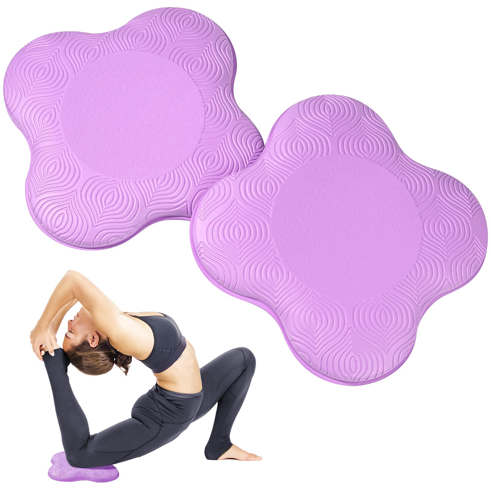 Yoga Knee Pads 2 Pack, Foam Kneeling Cushions - Non-Slip Pilates Knee Pad Cushion &amp; Wrist Support - Portable Workout Knee Pads for Meditation, Kneeling, Balance, Floor, Pilates,Yoga