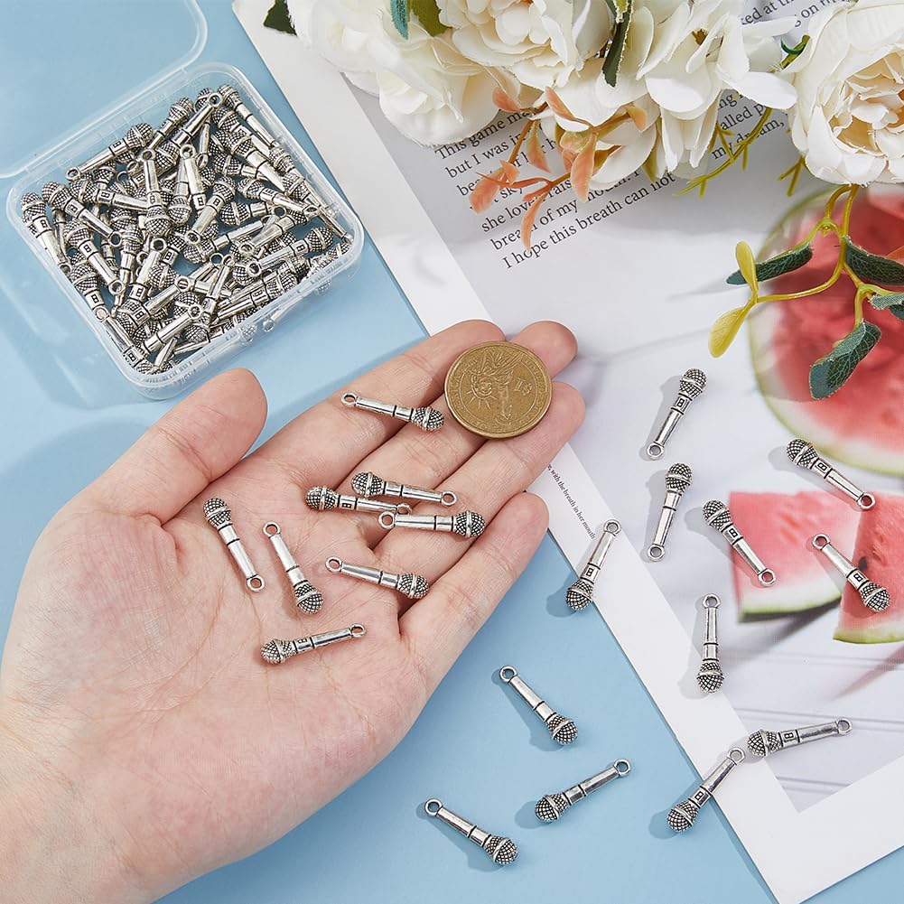 DICOSMETIC Microphone Charms Alloy Music Theme Charms Vintage Microphone Pendants for DIY Necklace Bracelet Keychain Zipper Jewelry Making image 3
