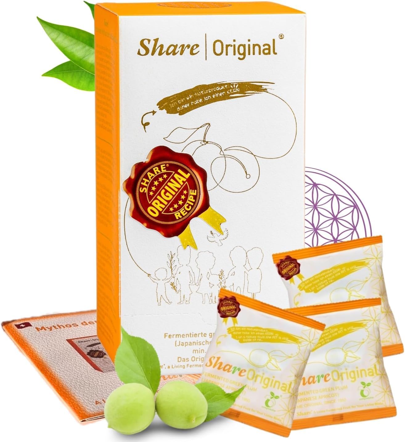 Share Original Fermented Plum Pack of 10 | Share Swiss Fermented WellBeing | Green Plums/Japanese Apricots Are Vegan, Lactose Free