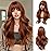 Esmee 24 Inches Long Wavy Copper Brown Wigs for Women Natural Synthetic Hair Heat Resistant Wigs with Bangs for Daily Party Cosplay Use
