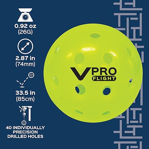 Miniatura 3 de Vulcan  Pelota oficial de pickleball VPRO Flight Outdoor de The PPA Tour & MLP  Paquete de bolas de 3, 6, 12, 36 y 100  Amarillo de alta visibilidad