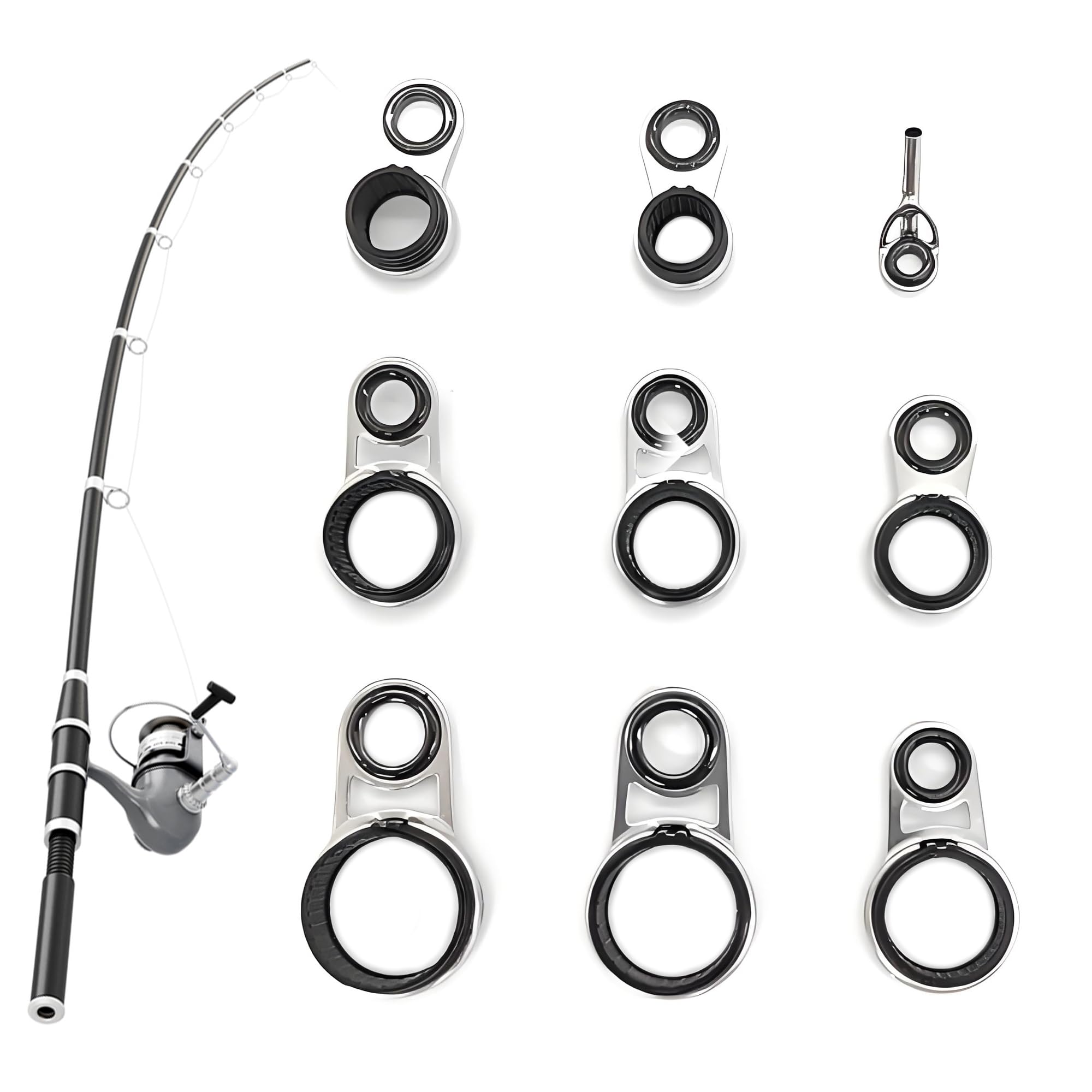 Lot De 10 Anneaux De Guidage Pour Canne à Pêche CHENNAN – Acier Inoxydable Et Céramique, Tailles Variées, Pour Réparation Et Entretien