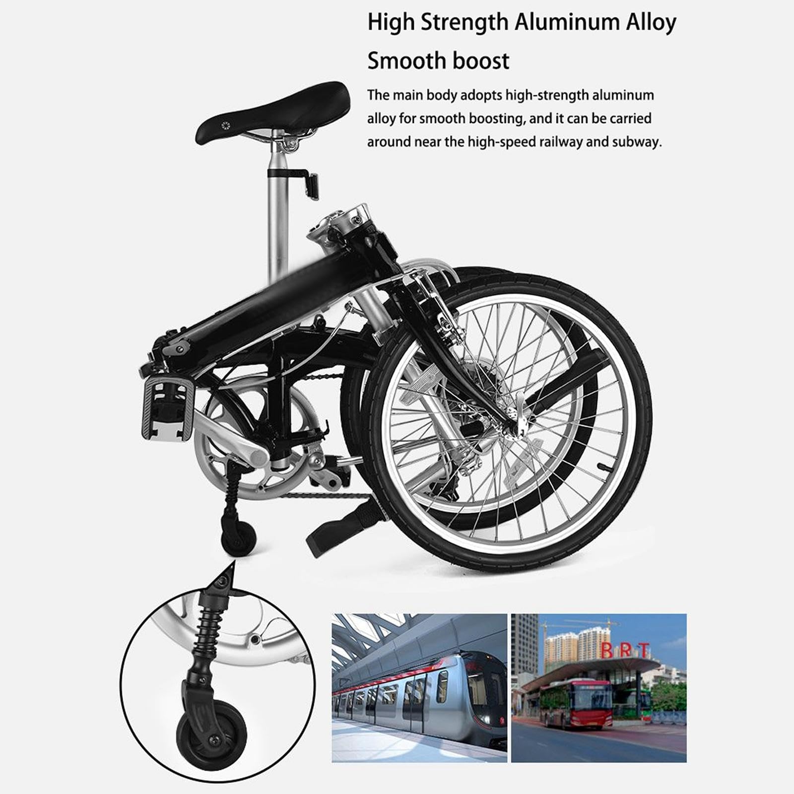 Ruota Ausiliaria per Bicicletta Pieghevole, Accessorio Pratico di, Facile da Installare.