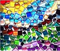 BTMIEY 500g Irregular Tiny Crystal Glitter Mosaic Tiles 0.4x0.4 Inch Mixed Colors - DIY Crafts Home Decor Bathroom Kitchen Art Projects