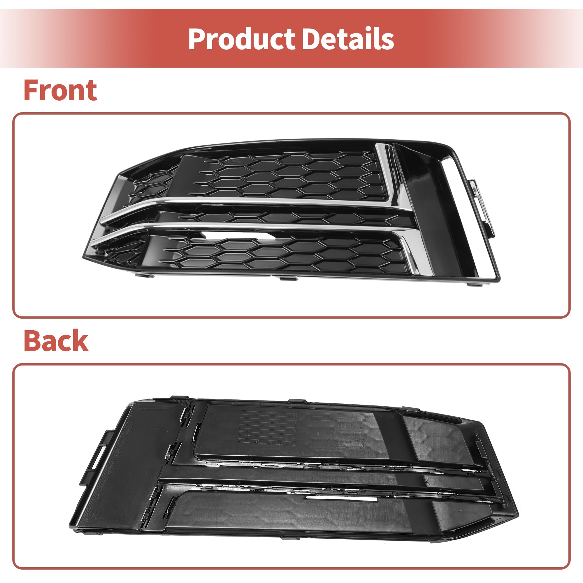 Aazon.co: Hihaha No.8WD807682 Fog Light Grill For Audi A4 B9 2016-2018 Front Right Front Lower