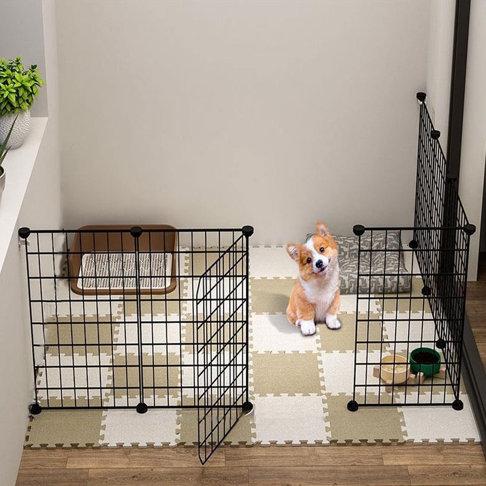 Parc portable pour petits animaux : clôture métallique intérieure et extérieure avec porte