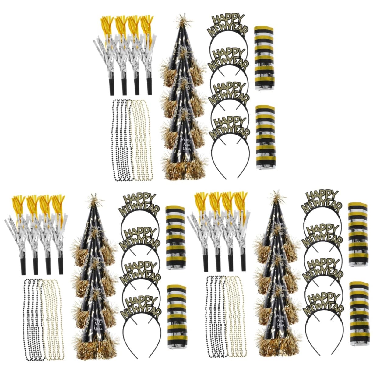3juegos Accesorios De Fiesta De Año Diademas Coloridas Sombreros Decorativos Cadenas De Perlas y Ribbons para Celebraciones Festivas