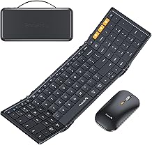 ProtoArc Foldable Keyboard and Mouse, XKM01 True Full-Size Folding Bluetooth Keyboard Mouse Combo for Business Travel, a Portable Office Suite On-The-Go, Compatible with Laptop iPad Tablet - Black